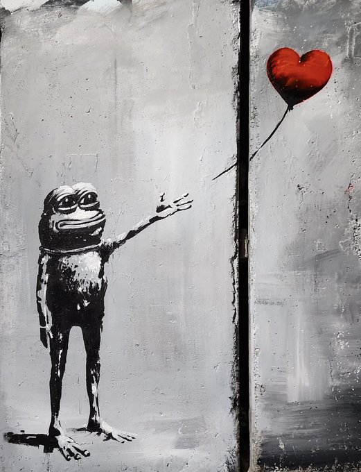 Pepe With Balloon Banksy Style